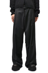 DOUBLE-BELT PLEATED TROUSERS / BLK