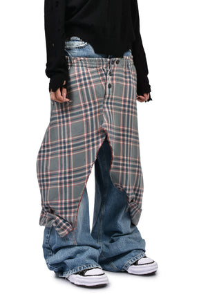 DOUBLE JEANS /  LWASH GRYCHECKED