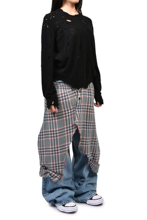 DOUBLE JEANS /  LWASH GRYCHECKED