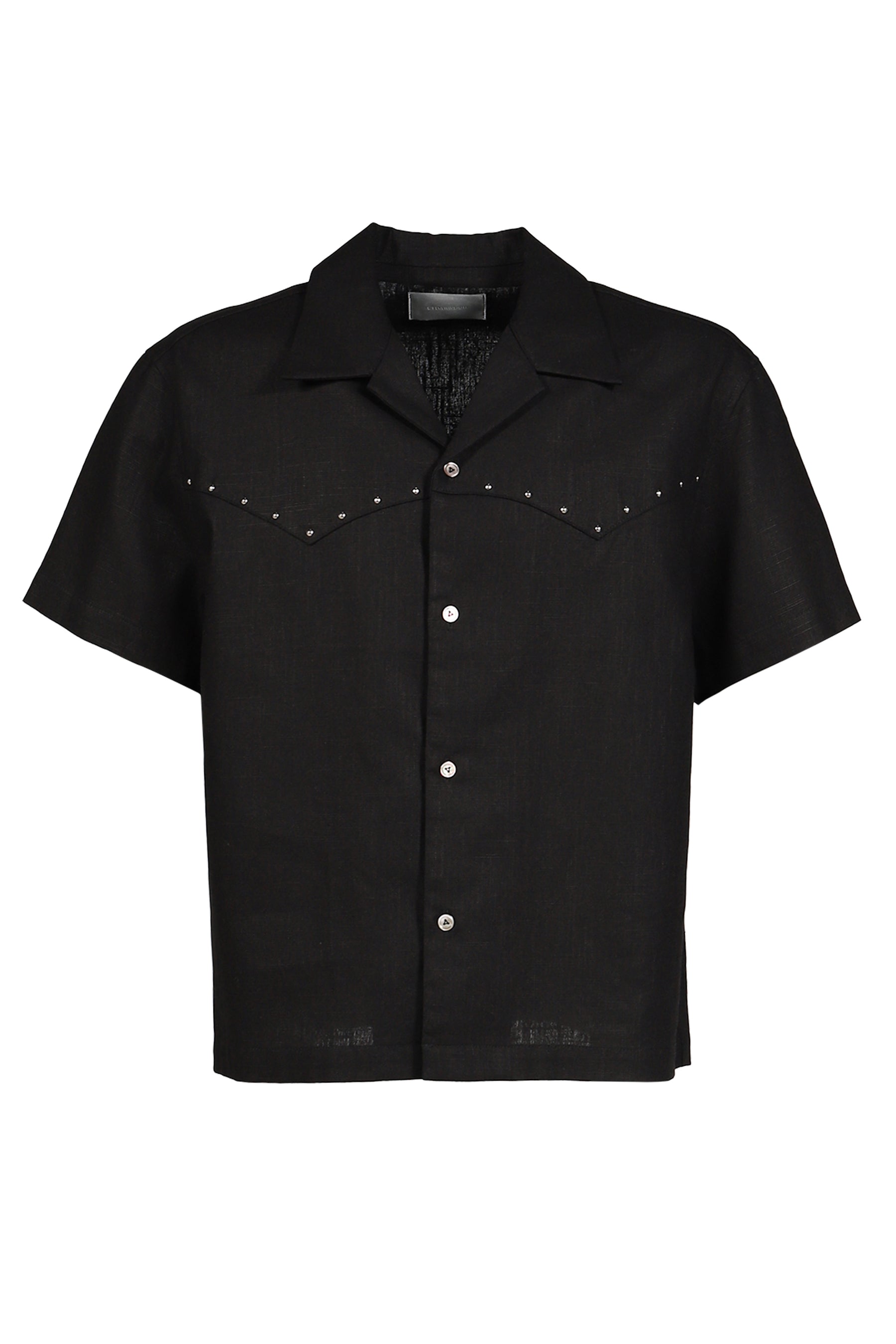DINNER SHIRT SHORT SLEEVE / BLK RAMIE