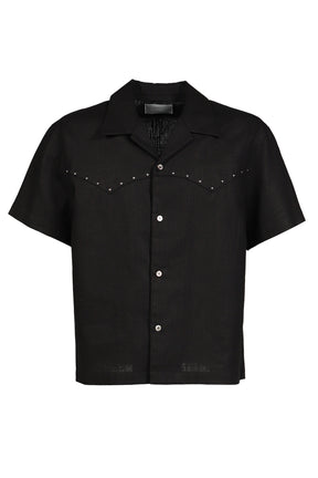DINNER SHIRT SHORT SLEEVE / BLK RAMIE