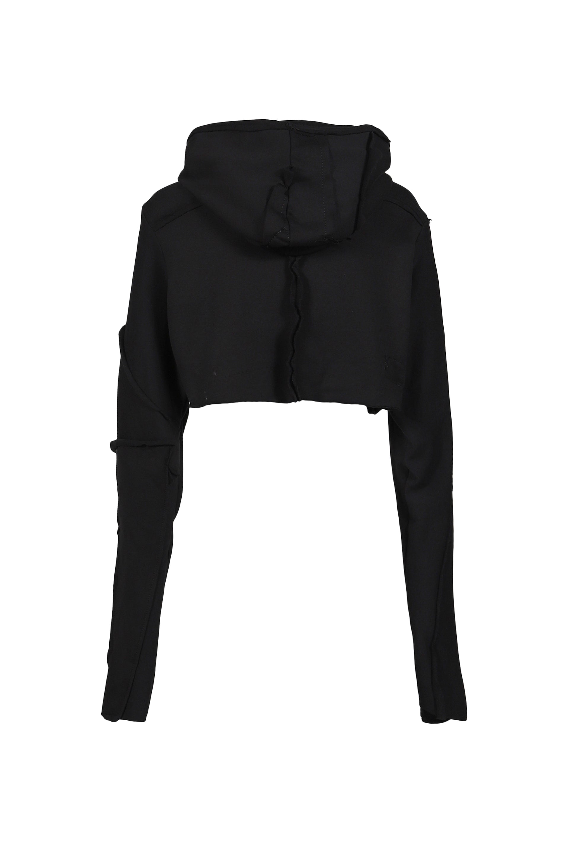 CROPPED HOODIE PATCHWORK / BLK