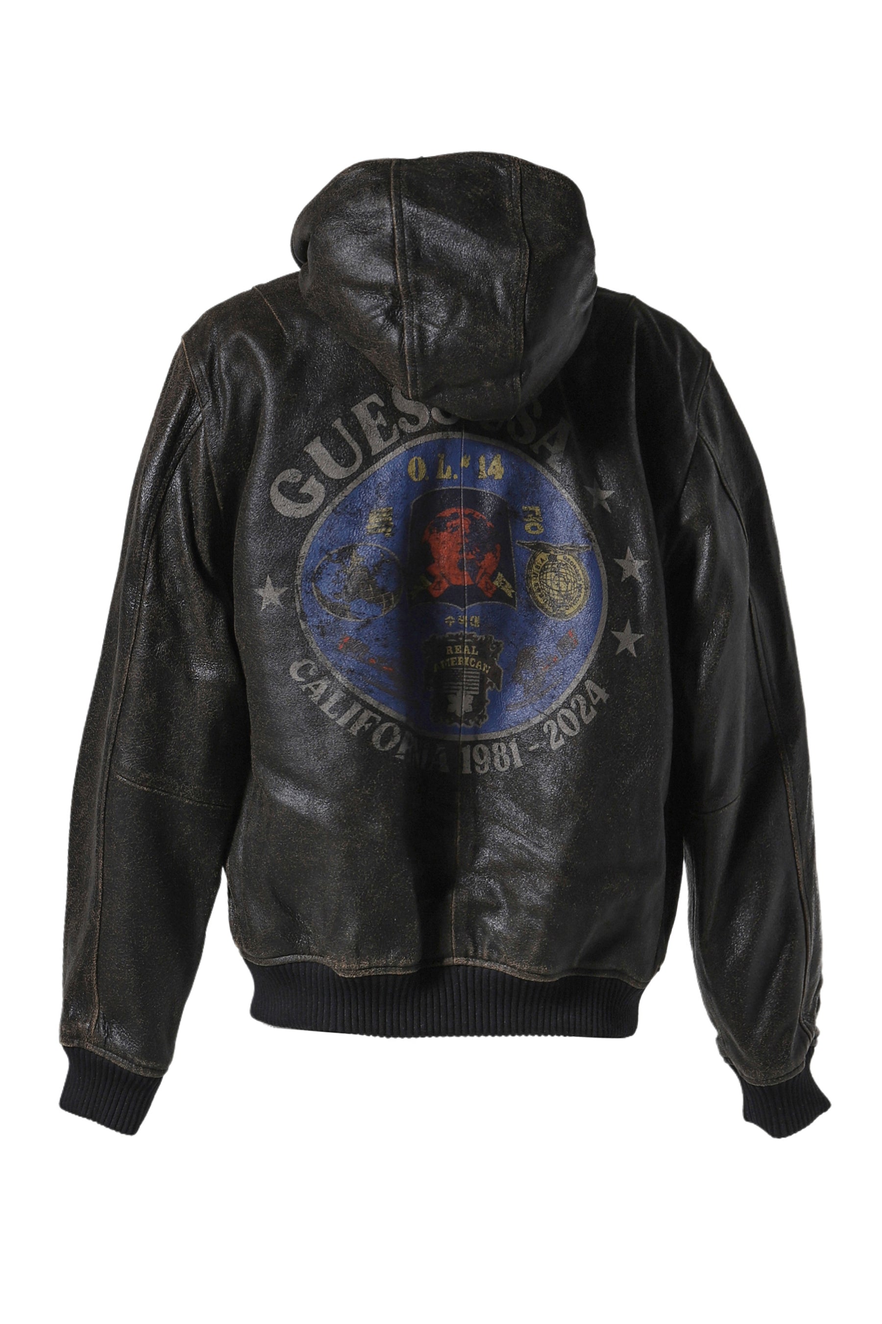 GUSA CRACKLE LTHR ZIP HOODIE / BRW