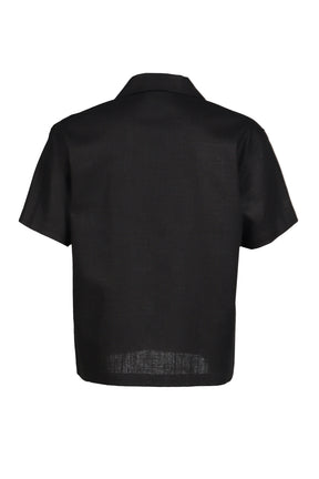 DINNER SHIRT SHORT SLEEVE / BLK RAMIE