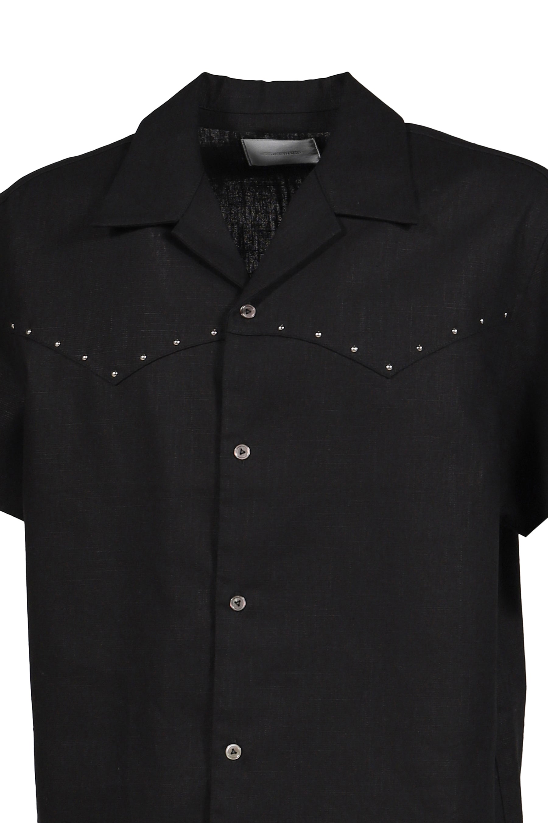 DINNER SHIRT SHORT SLEEVE / BLK RAMIE