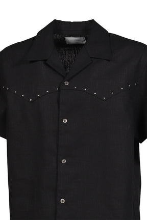 DINNER SHIRT SHORT SLEEVE / BLK RAMIE