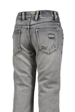 CHARCOAL BOOTCUT DENIM TROUSERS / GRY