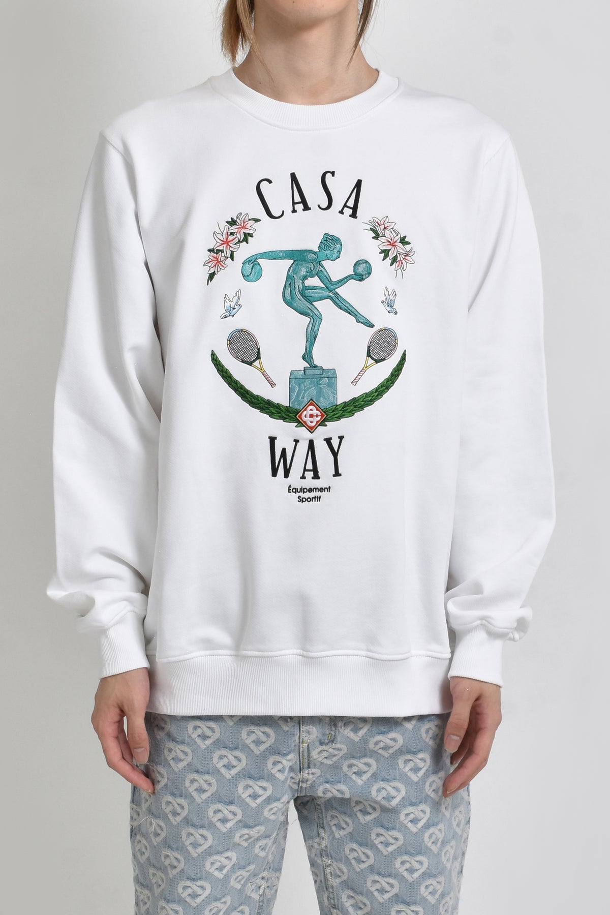 STATUE EN MARBRE EMBROIDERED SWEATSHIRT / WHT