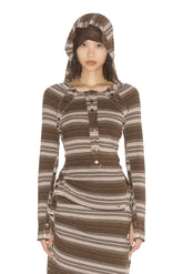 STRIPED KNIT SWEATER / DARK BRW BEI