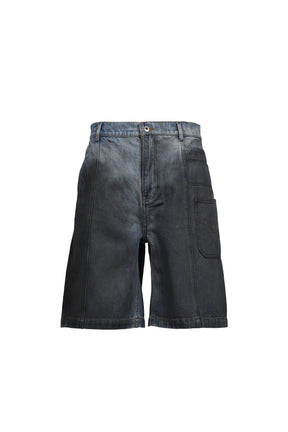 GRADIENT INDIGO DENIM SHORTS / BLU-BLK