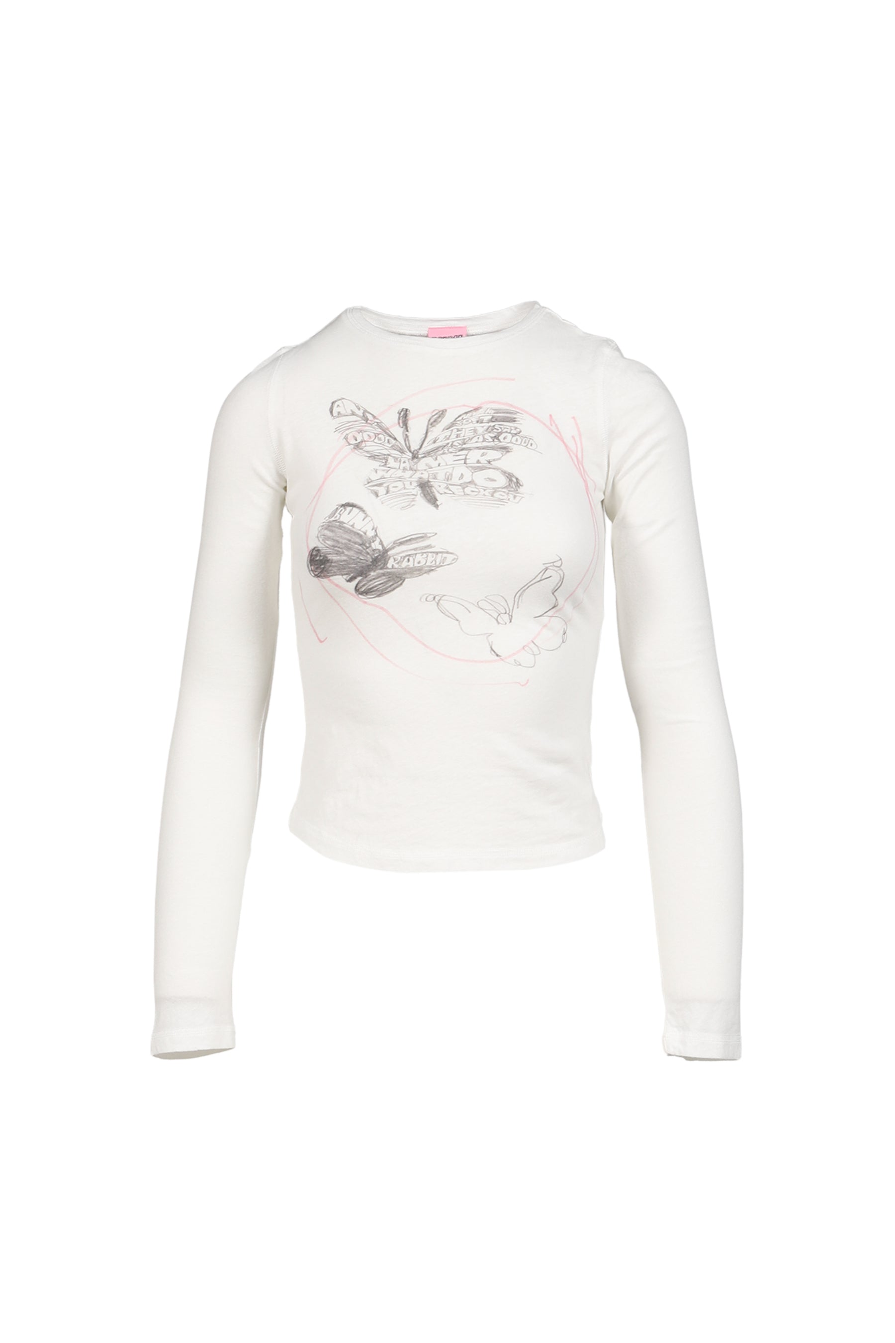 "BUTTERFLY SCRIBBLE L/S T-SHIRT"WHT