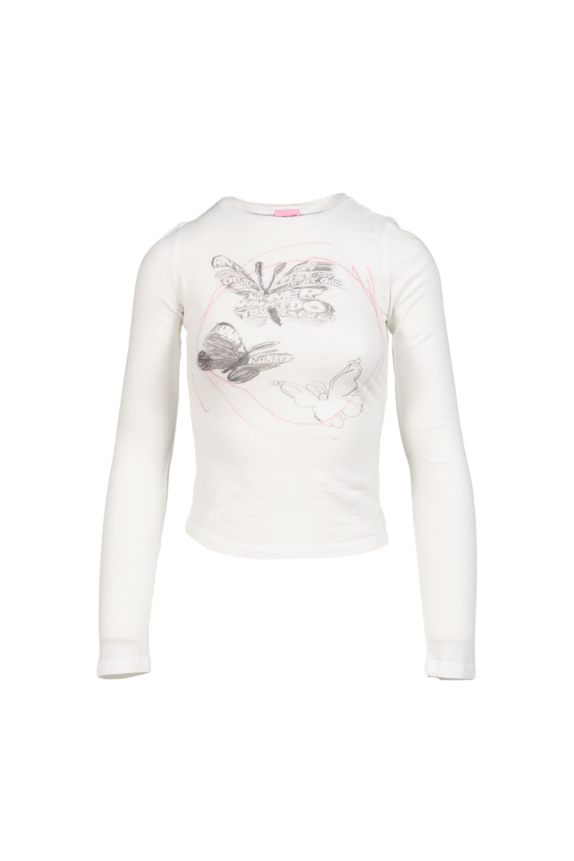 "BUTTERFLY SCRIBBLE L/S T-SHIRT"WHT
