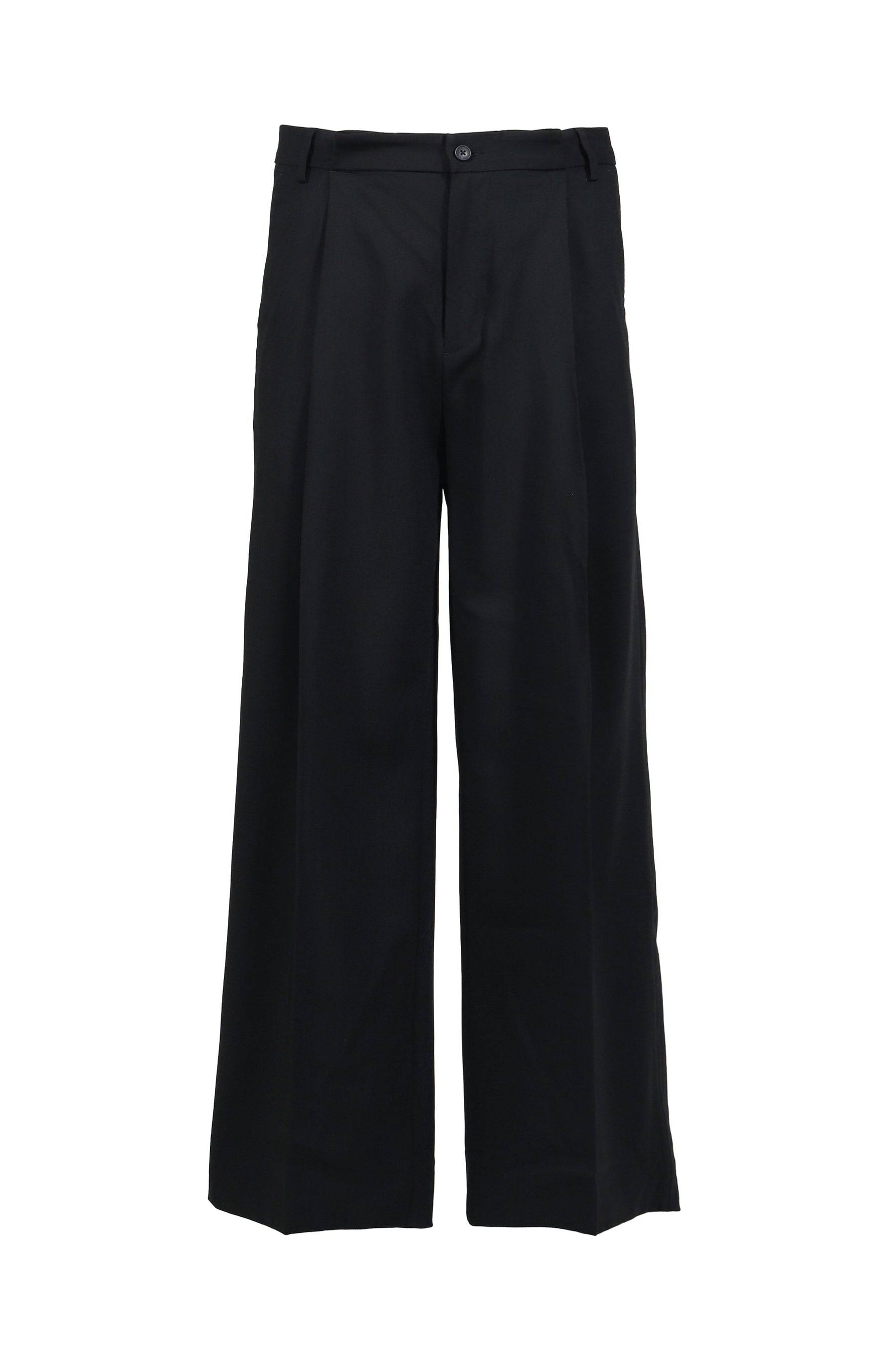 WIDE PLEATED TROUSER / BLK