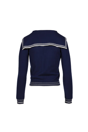 SAILOR COLLAR KNIT CARDIGAN / NVY