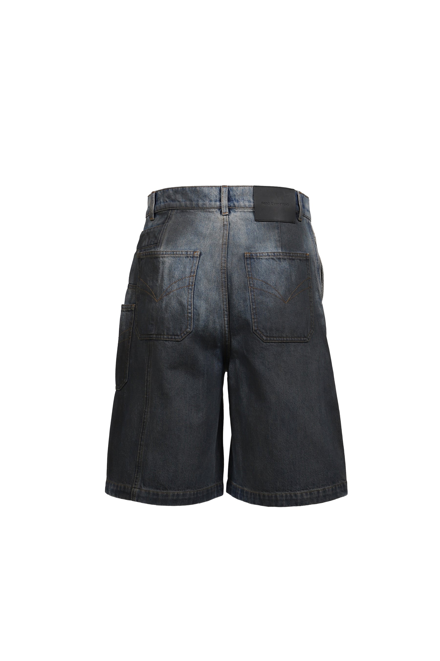 GRADIENT INDIGO DENIM SHORTS / BLU-BLK