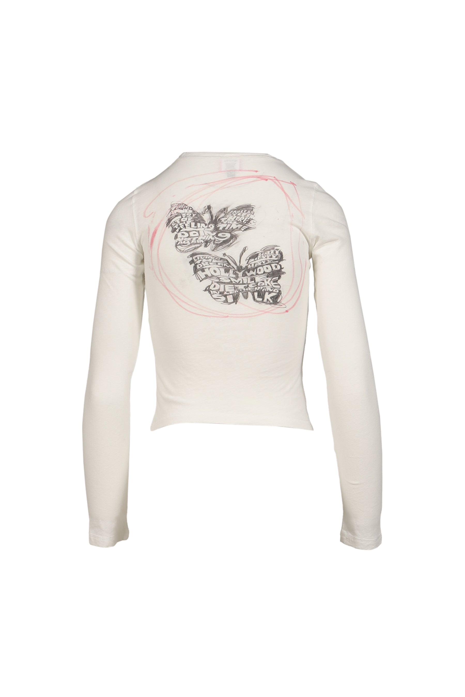 "BUTTERFLY SCRIBBLE L/S T-SHIRT"WHT