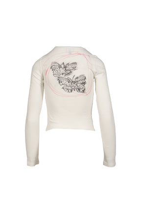 "BUTTERFLY SCRIBBLE L/S T-SHIRT"WHT