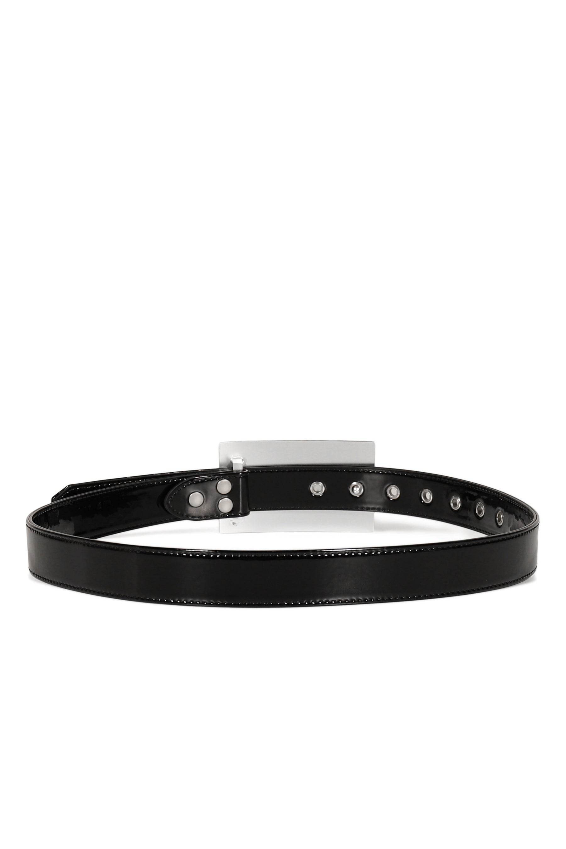 ENAMEL BELT / BLK/SIL