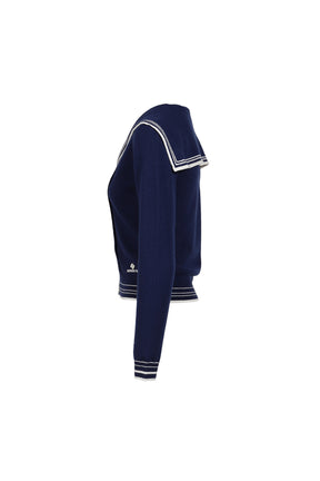 SAILOR COLLAR KNIT CARDIGAN / NVY
