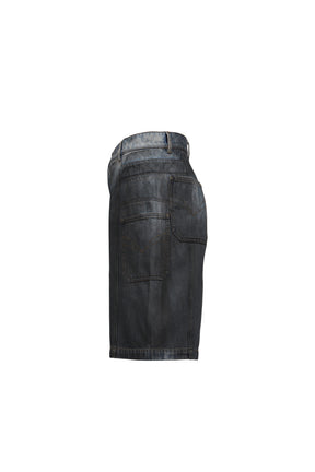 GRADIENT INDIGO DENIM SHORTS / BLU-BLK