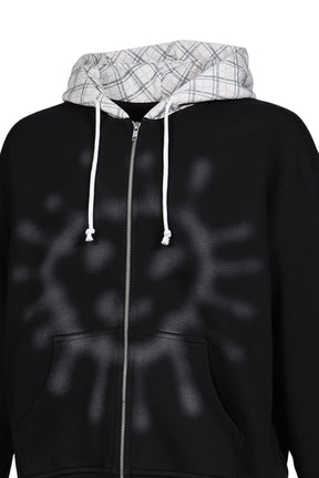 SUN FADED ZIP HOODIE KNIT / BLK