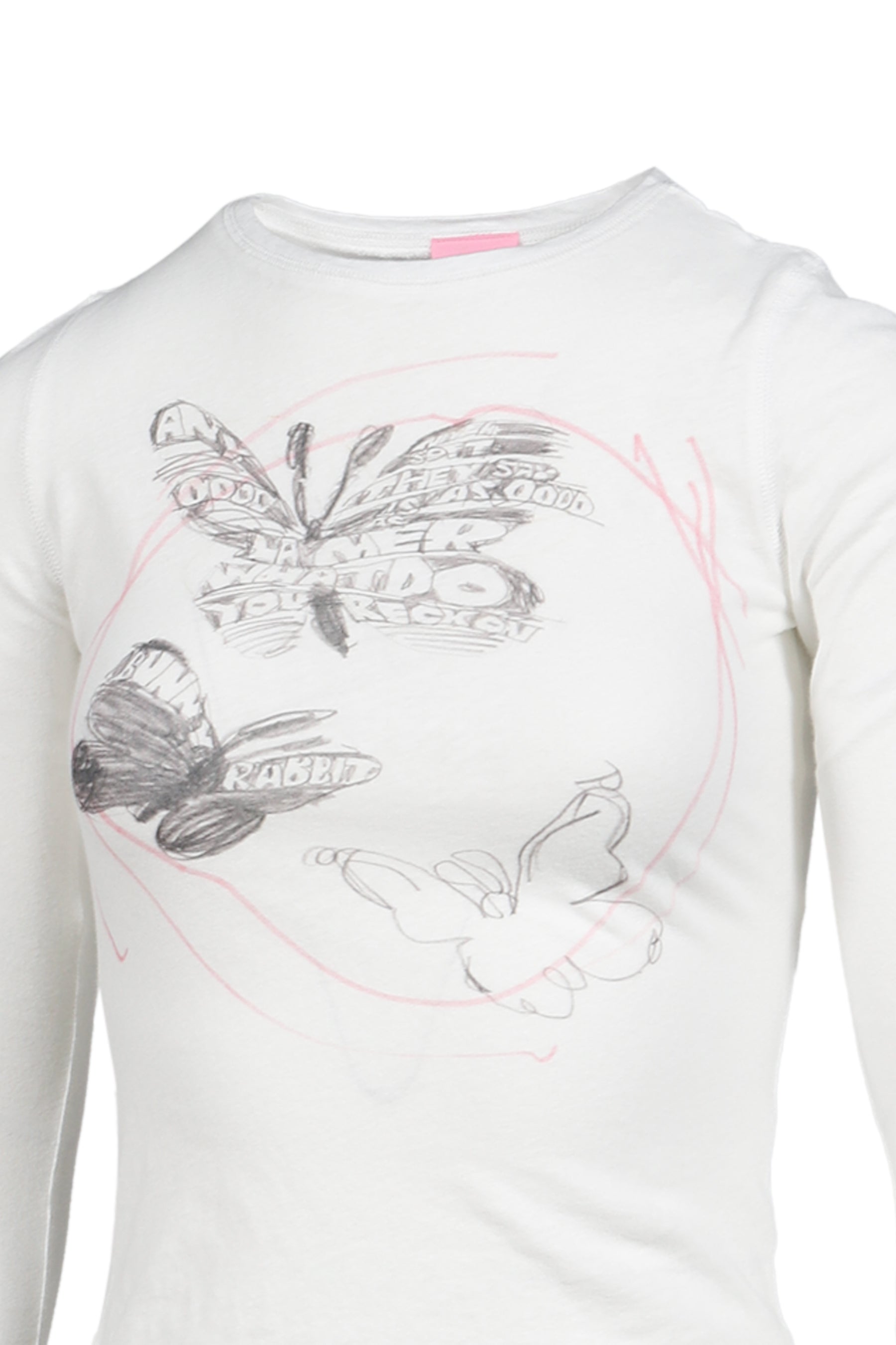 "BUTTERFLY SCRIBBLE L/S T-SHIRT"WHT