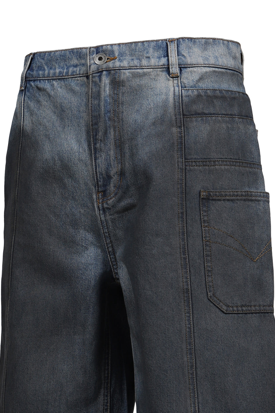 GRADIENT INDIGO DENIM SHORTS / BLU-BLK