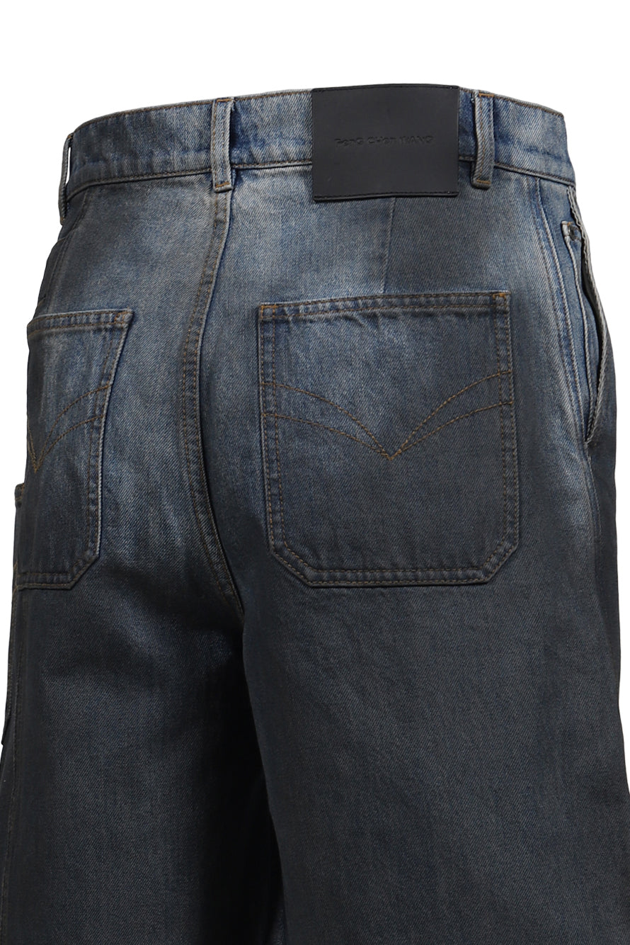 GRADIENT INDIGO DENIM SHORTS / BLU-BLK