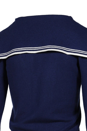 SAILOR COLLAR KNIT CARDIGAN / NVY