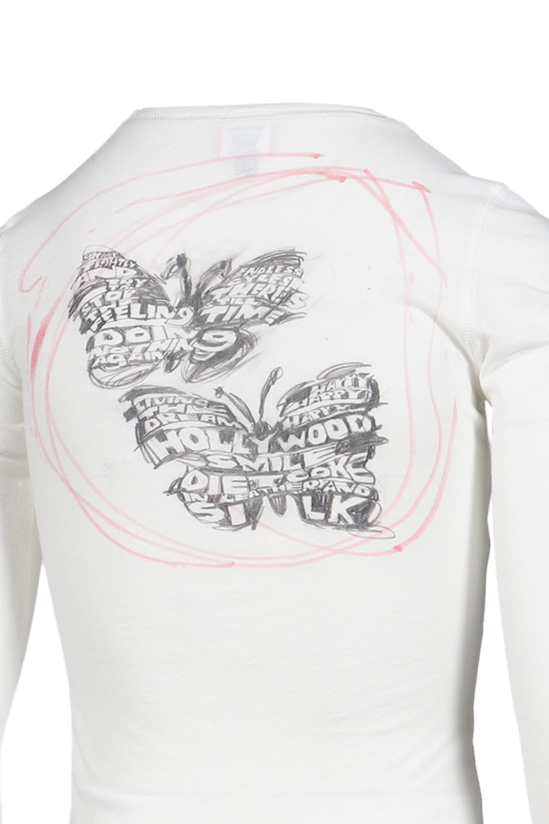 "BUTTERFLY SCRIBBLE L/S T-SHIRT"WHT