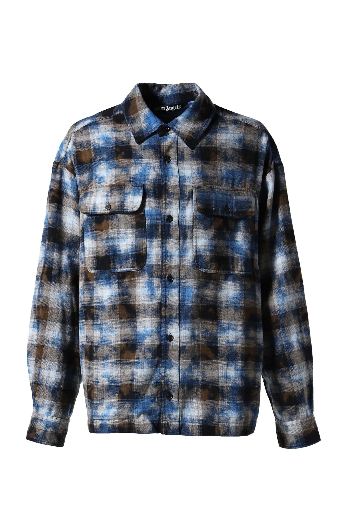 CURVED LOGO CHECK SHIRT LS / LT. BLU OFF WHT