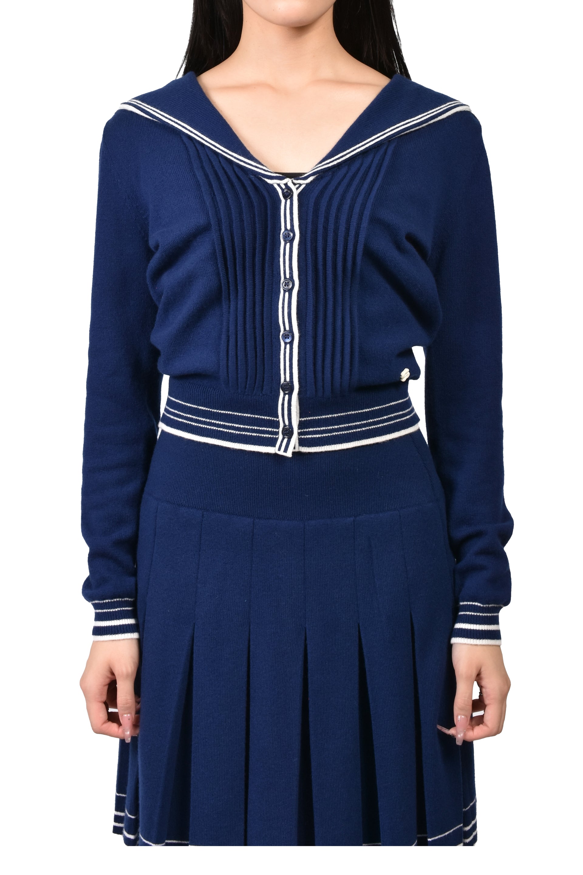SAILOR COLLAR KNIT CARDIGAN / NVY