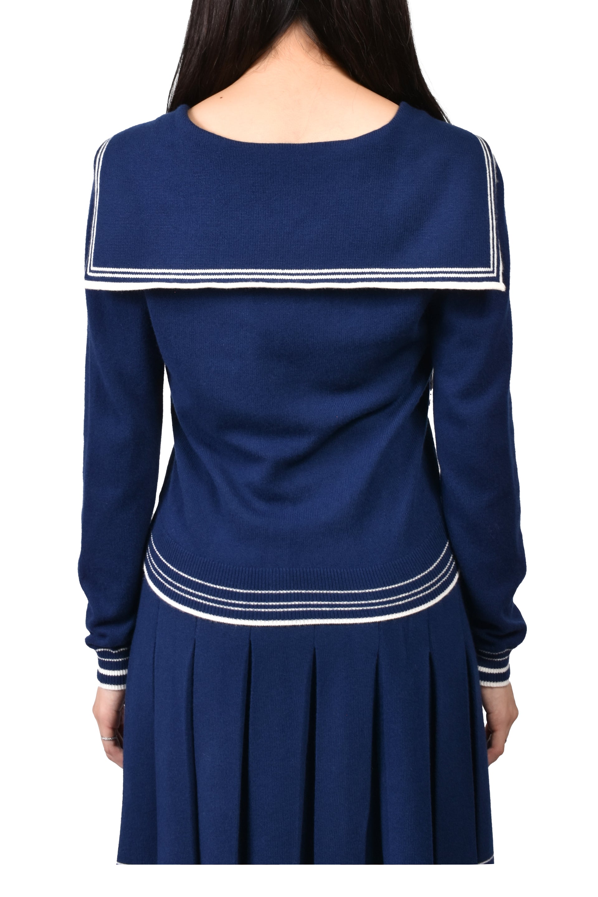 SAILOR COLLAR KNIT CARDIGAN / NVY