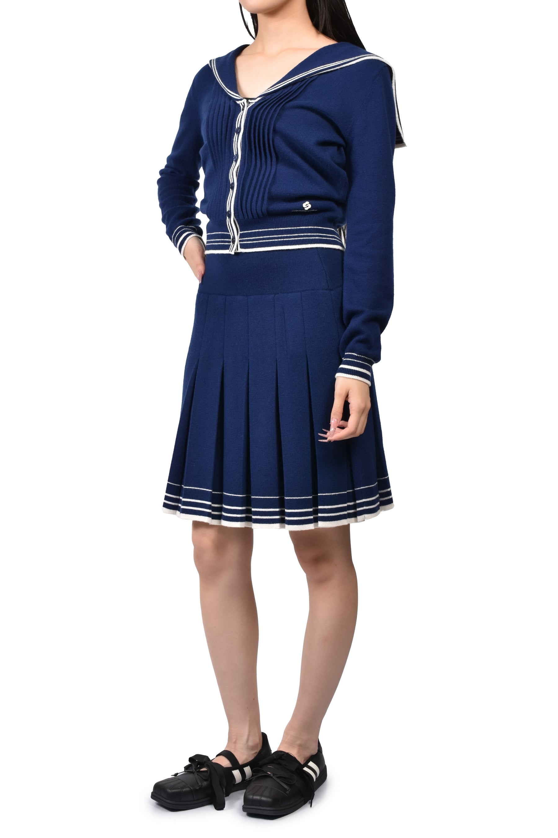 SAILOR COLLAR KNIT CARDIGAN / NVY