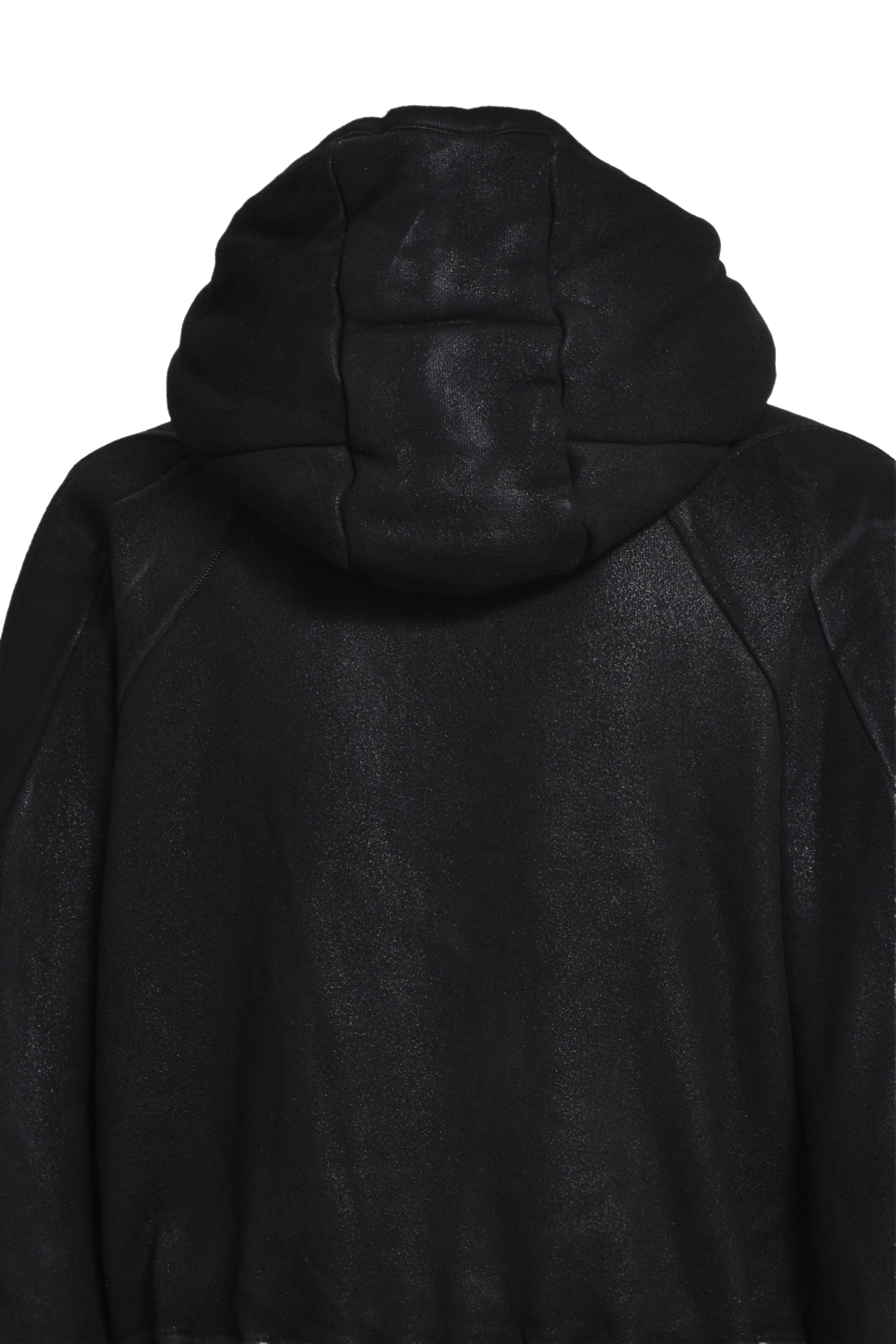 COATING CROPPED HOODIE / BLK