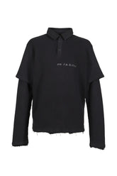 LAYERED POLO LONGSLEEVE / WASHED BLK