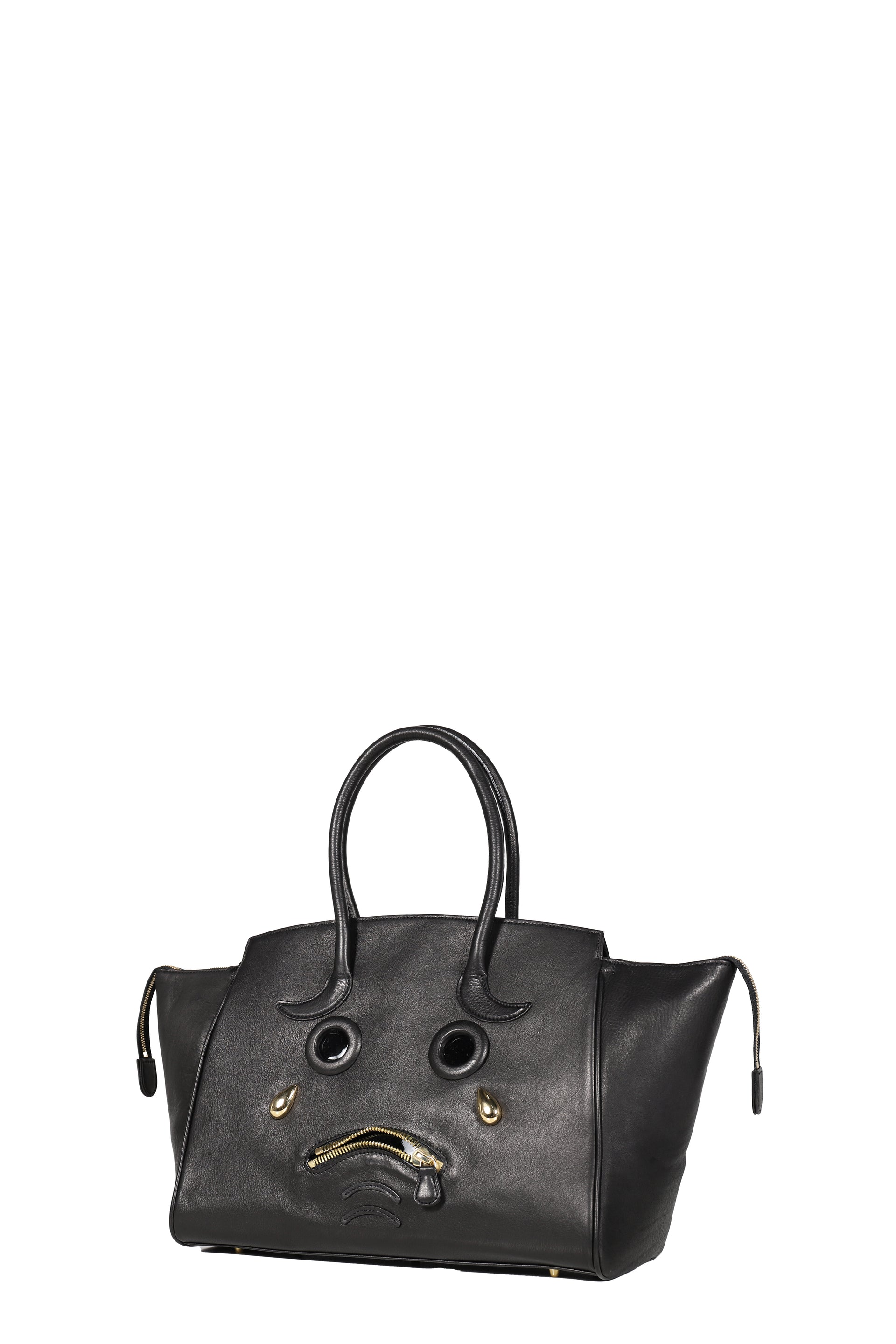 PLEADING EMOJI LEATHER BAG / BLK