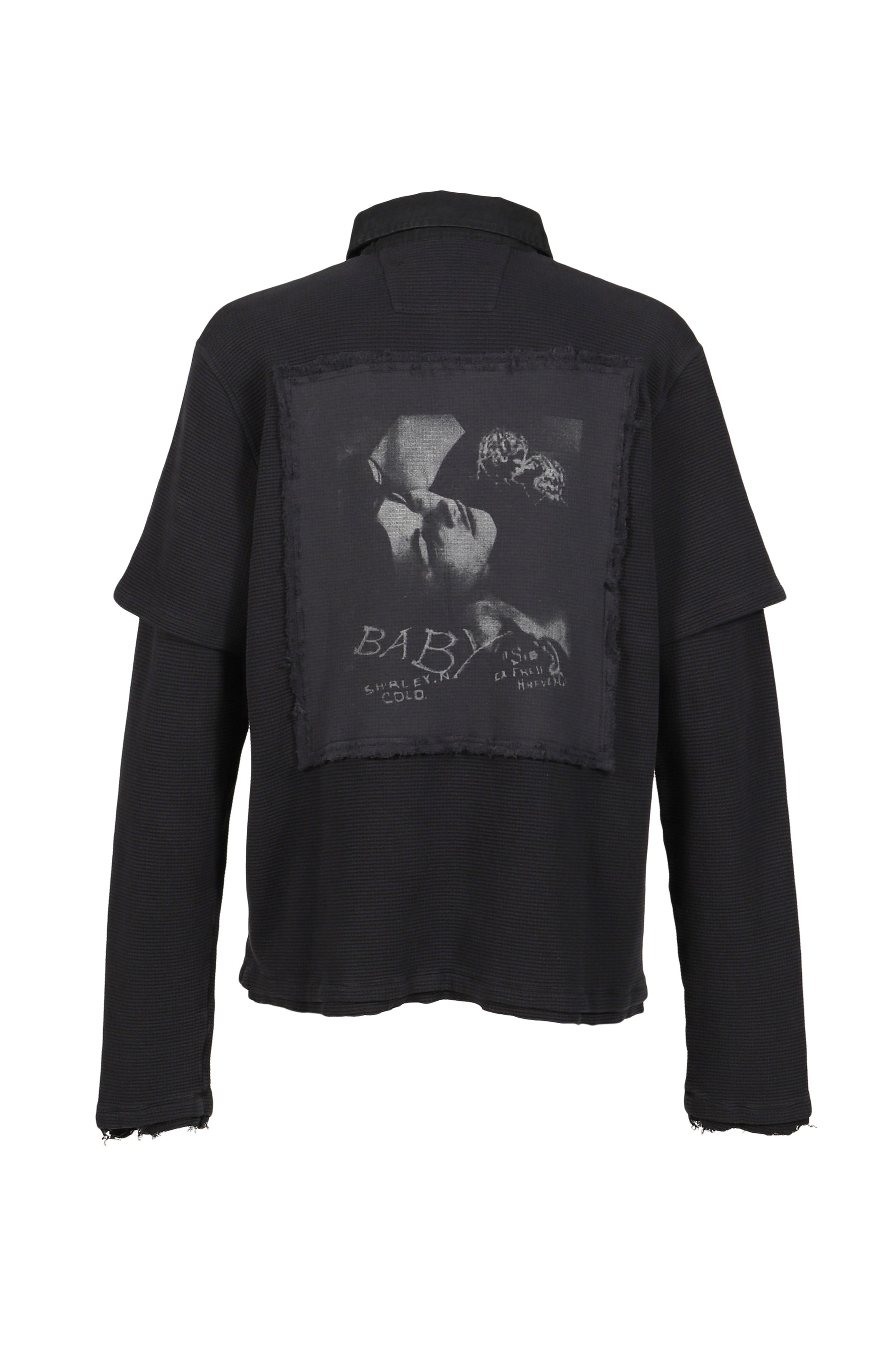 LAYERED POLO LONGSLEEVE / WASHED BLK