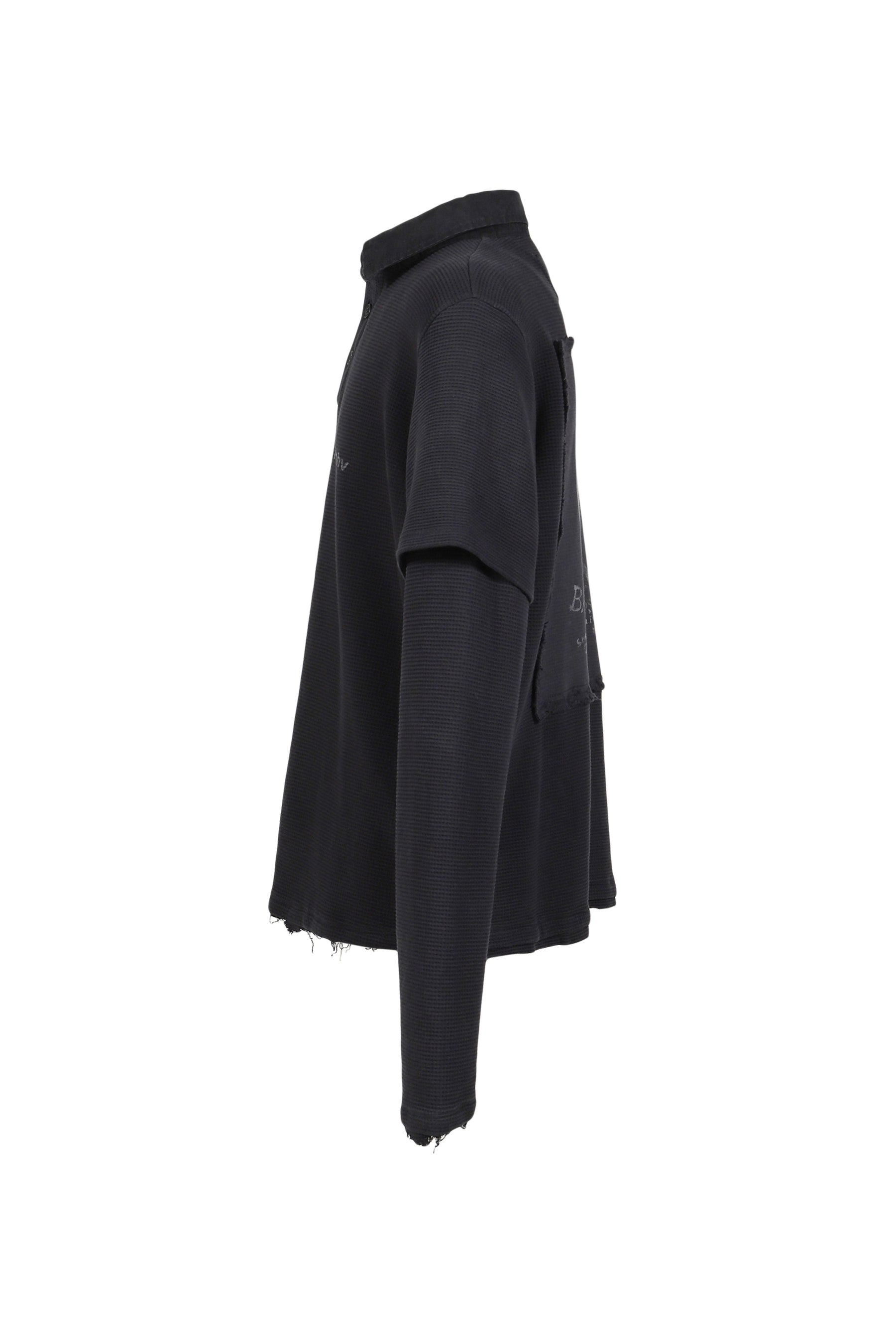 LAYERED POLO LONGSLEEVE / WASHED BLK