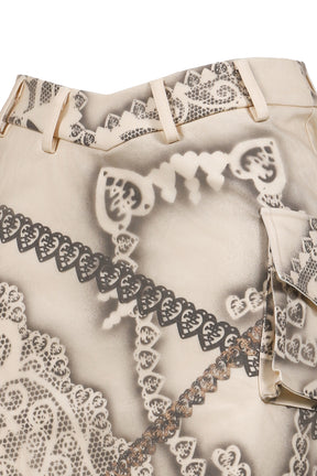 FELINE AIRBRUSH POCKET SKIRT / BEG