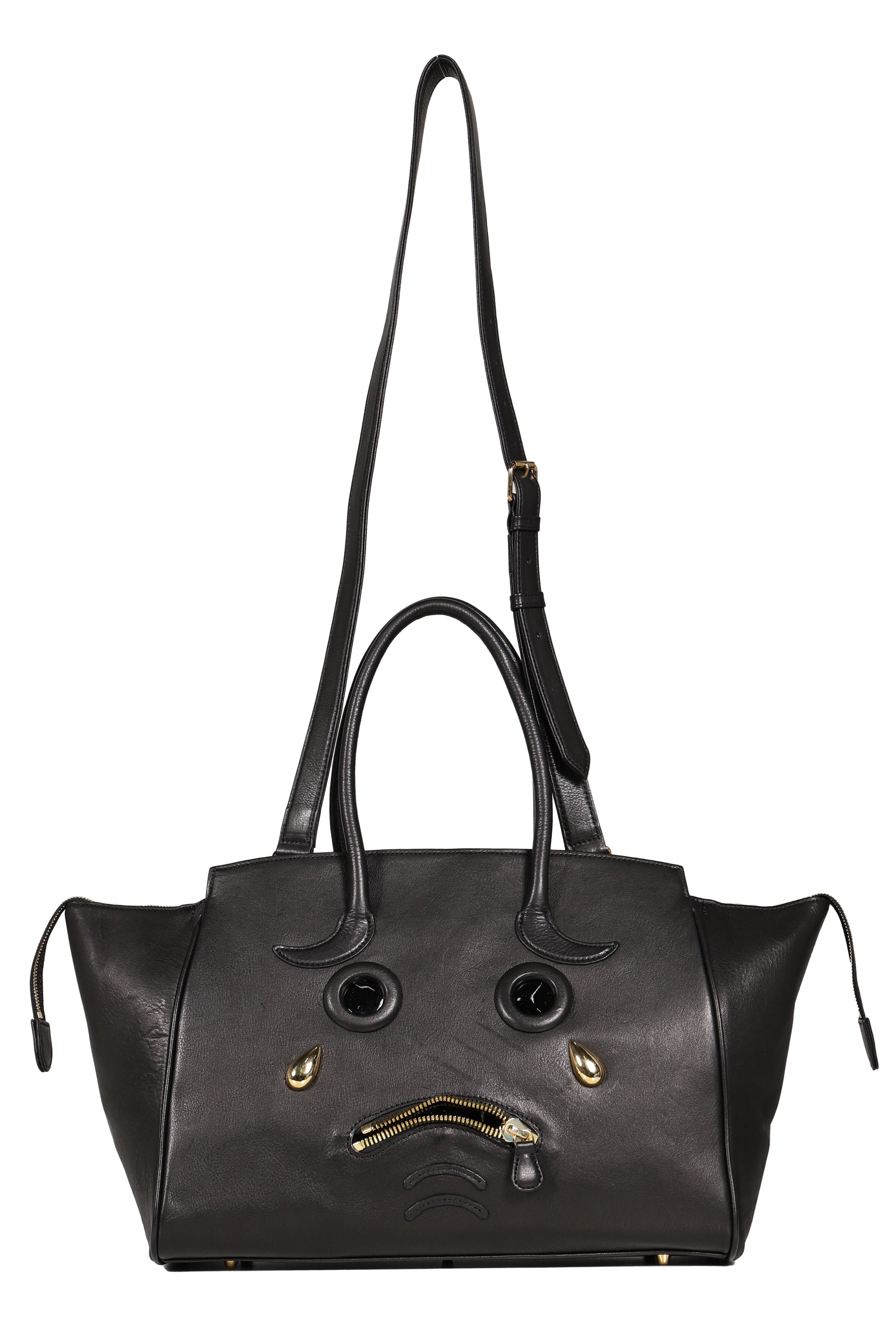 PLEADING EMOJI LEATHER BAG / BLK
