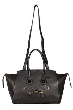 PLEADING EMOJI LEATHER BAG / BLK