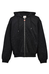 CRYSTAL MONOGRAM ZIP-UP HOODED SWEATSHIRT / BLK