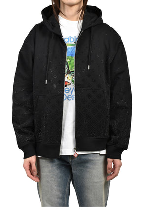 Casablanca Casablanca SS26 CRYSTAL MONOGRAM ZIP-UP HOODED