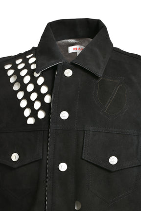 MEDAL-CUT LEATHER VEST / BLK