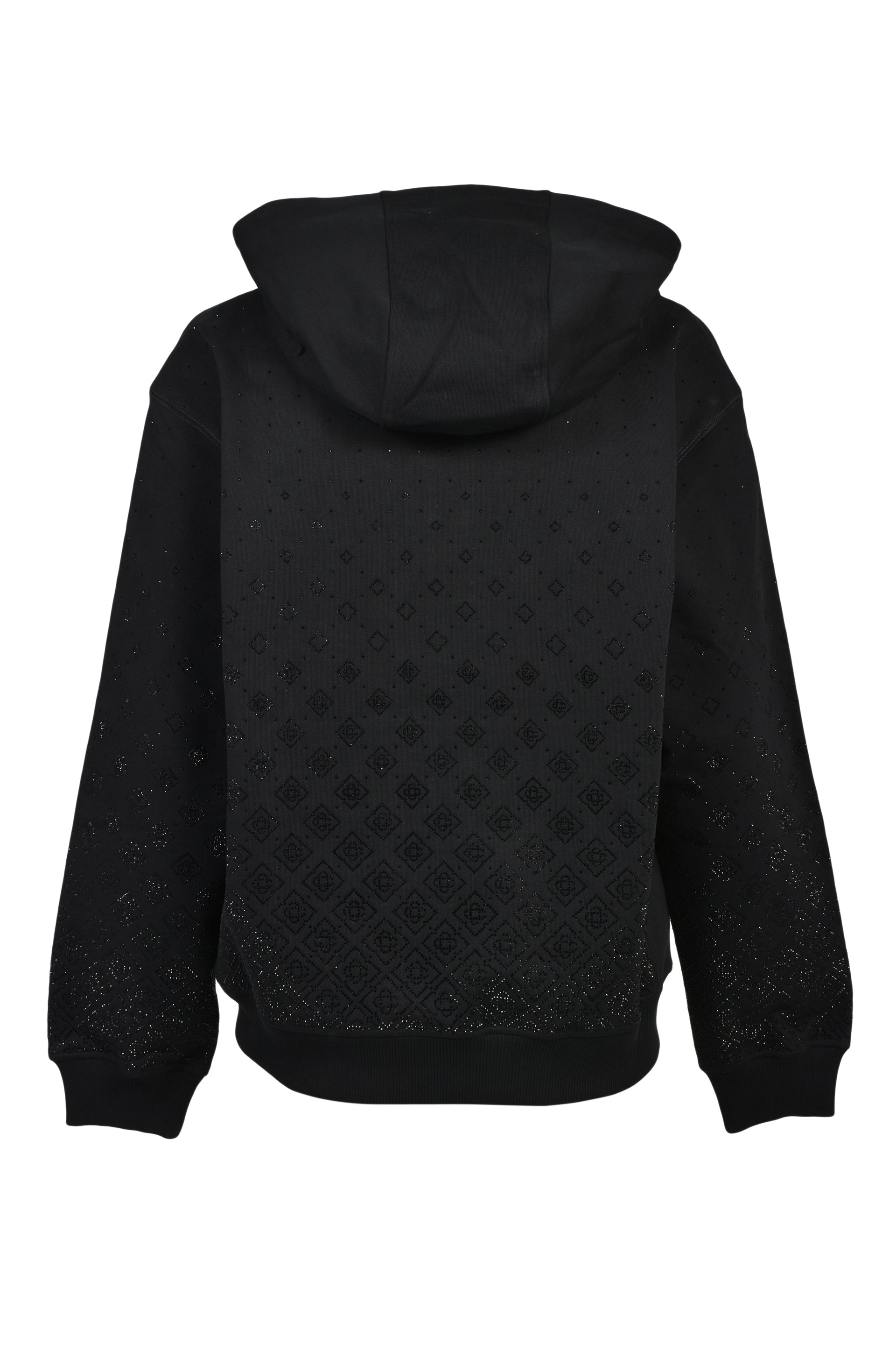 CRYSTAL MONOGRAM ZIP-UP HOODED SWEATSHIRT / BLK