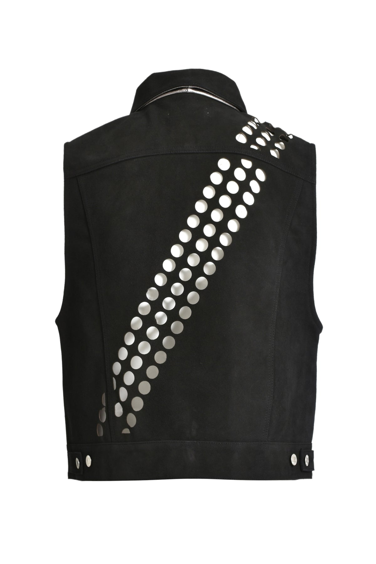 MEDAL-CUT LEATHER VEST / BLK