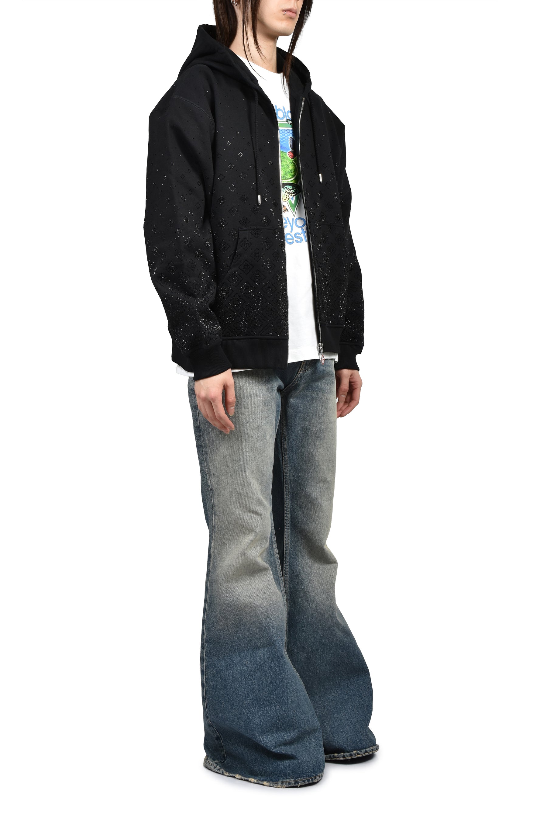 casablanca Casablanca Casablanca SS26 CRYSTAL MONOGRAM ZIP-UP HOODED