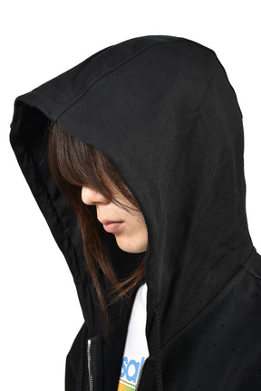 Casablanca CRYSTAL MONOGRAM ZIP-UP HOODED SWEATSHIRT / BLK