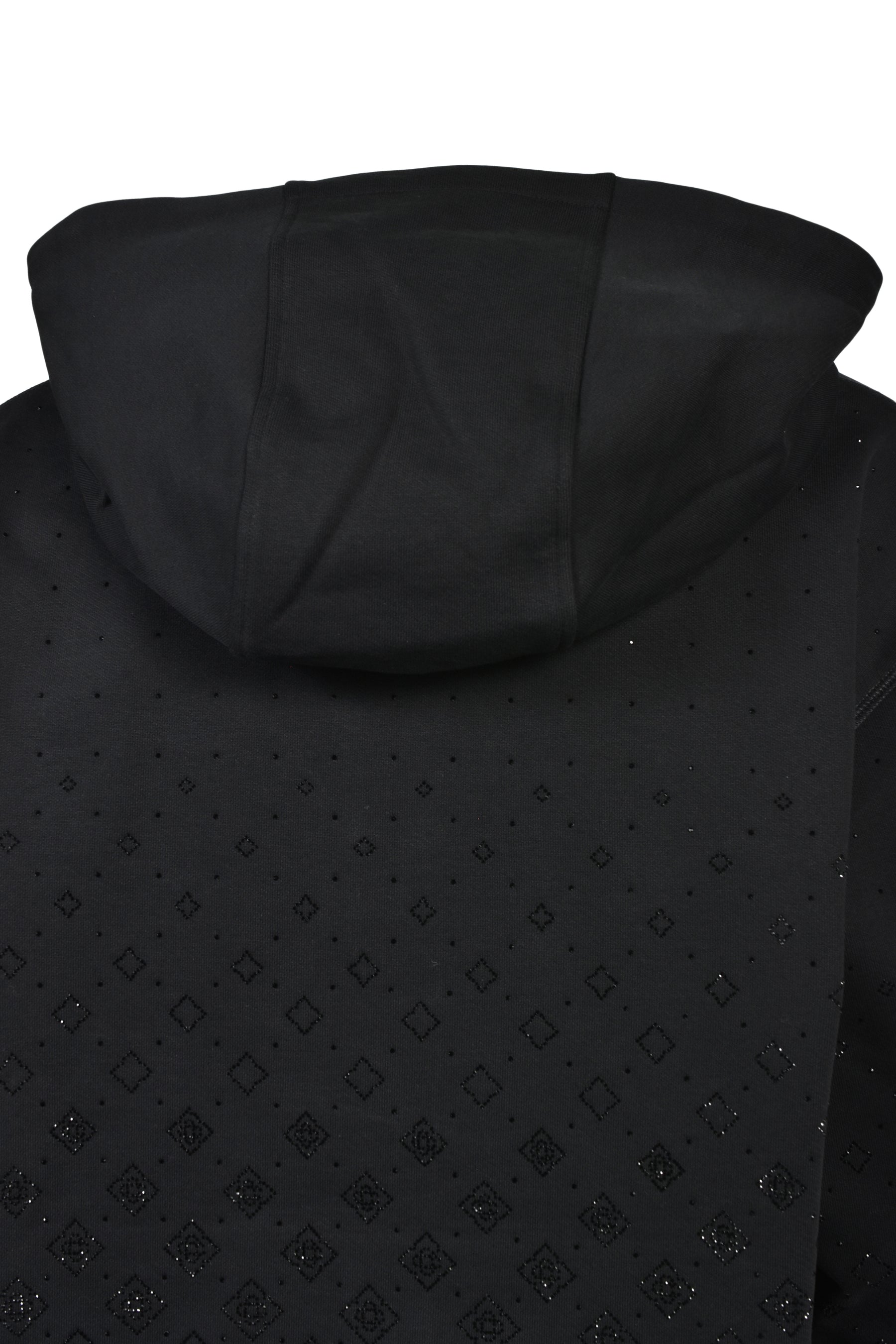 CRYSTAL MONOGRAM ZIP-UP HOODED SWEATSHIRT / BLK